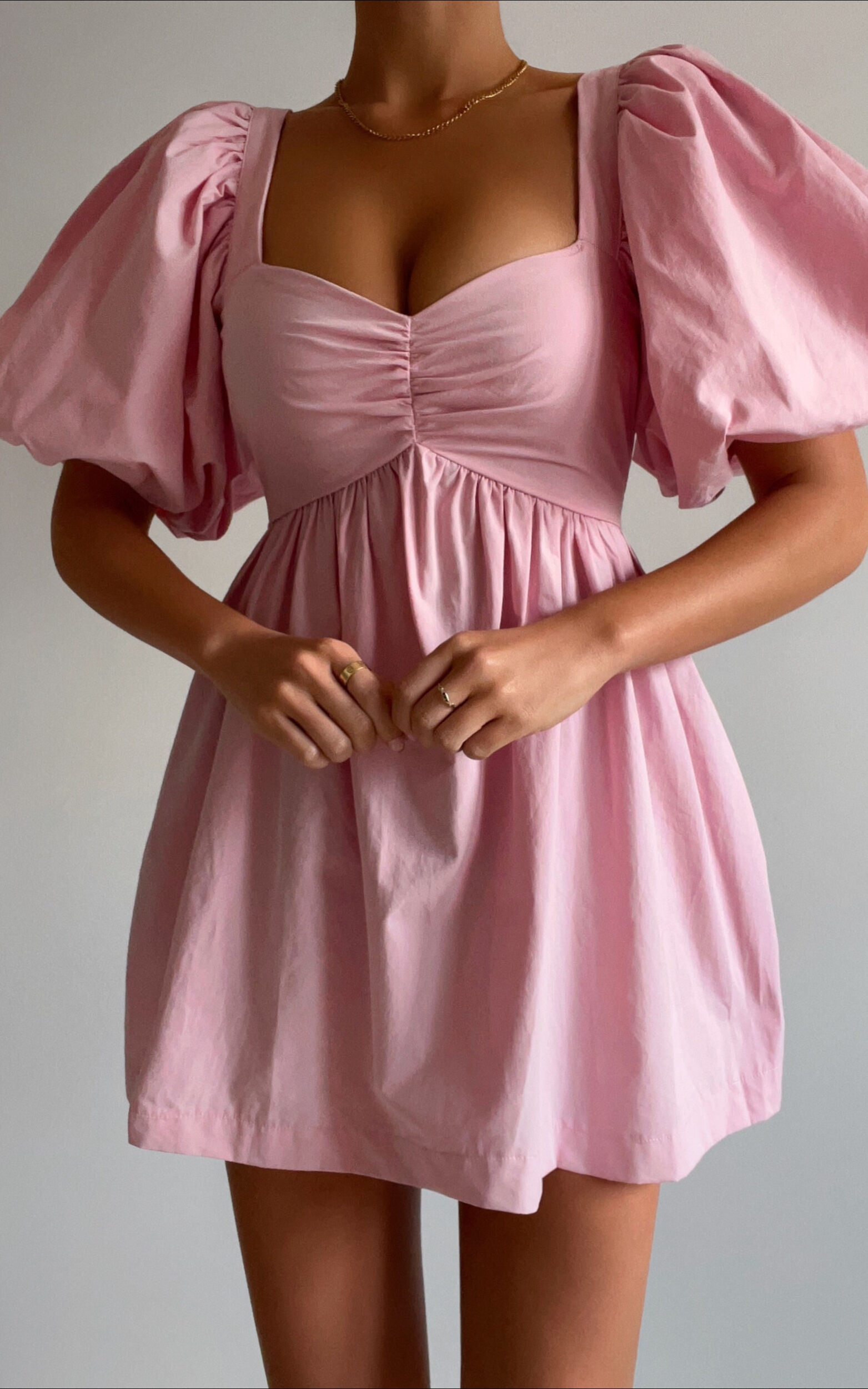 pink puff dress